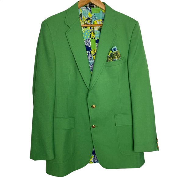 Lilly Pulitzer Other - Vintage Lilly Pulitzer Mens Stuff Irish Green Hopsack Blazer Jacket Size